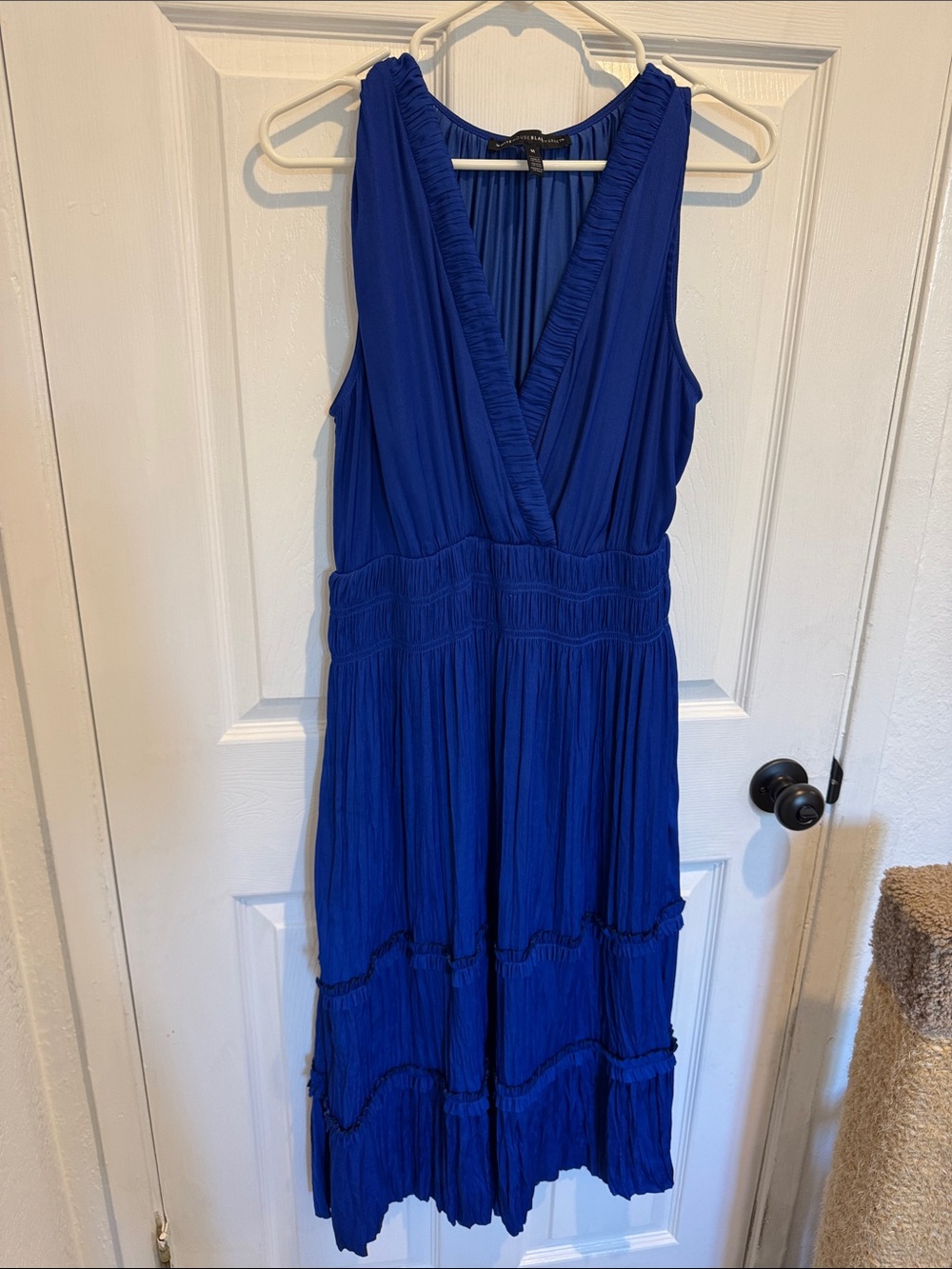 White House Black Market Cobalt Blue Sleeveless V-Neck Maxi Dress